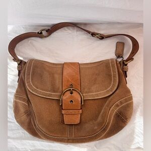 Vintage Coach SoHo Hobo Shoulder Bag Brown Suede Leather Y2K